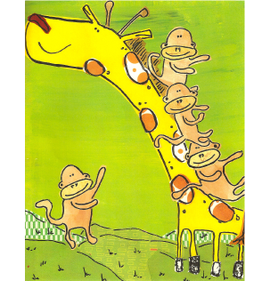 giraffe and monkeys 2